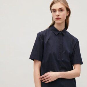 COS Navy Short Sleeve Shirt Dress
